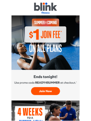 Blink Fitness - $1 join fee ends tonight!