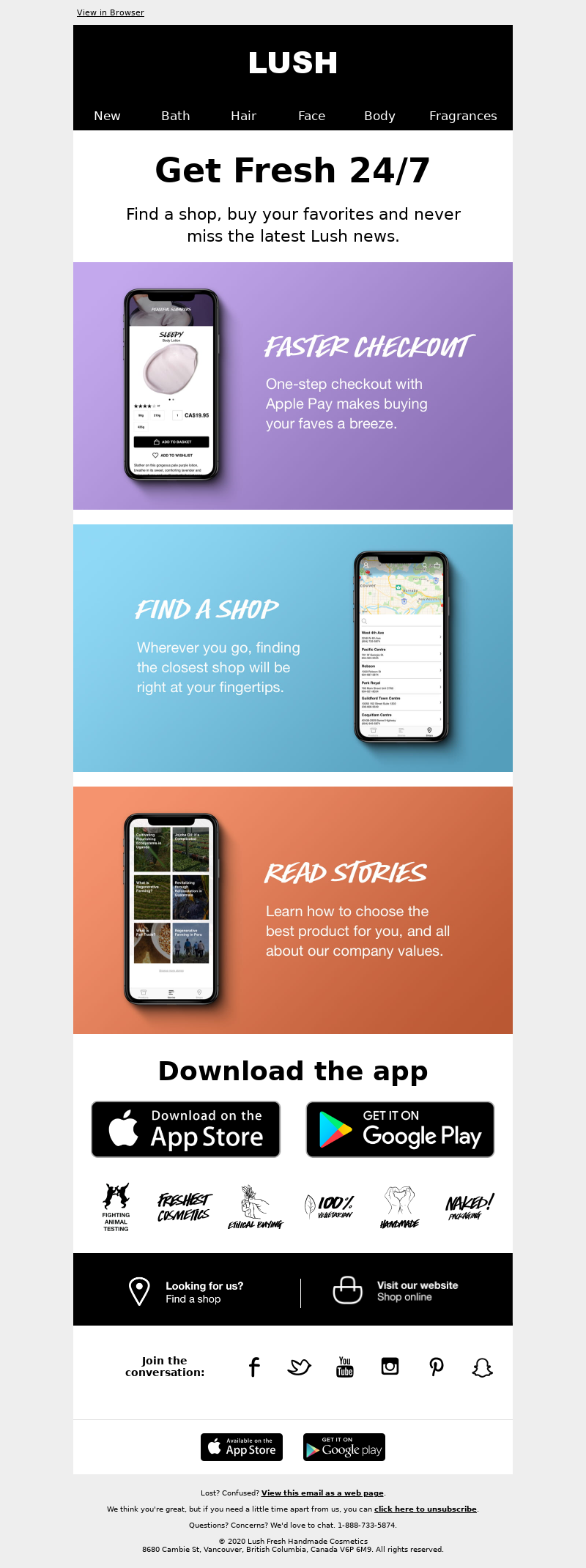 Onboarding email design by Lush