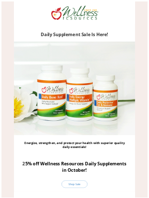 Wellness Resources - Daily Supplement Sale Is Here!