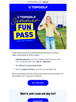 Topgolf - Summer Fun Pass: Unlimited Play for $225 | Price Increases June 1