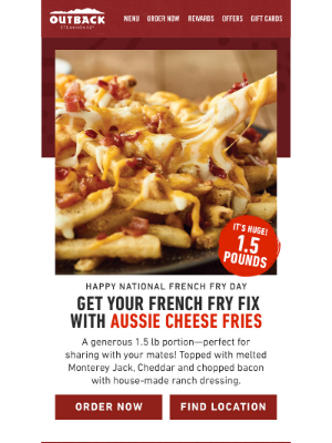 Outback Steakhouse - It’s National French Fry Day!