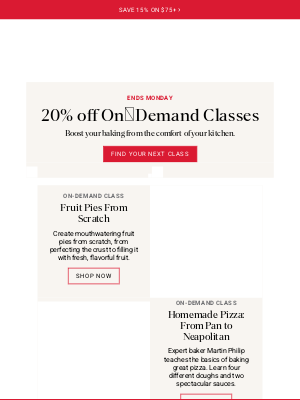 King Arthur Baking Company - 20% off All On-Demand Classes!