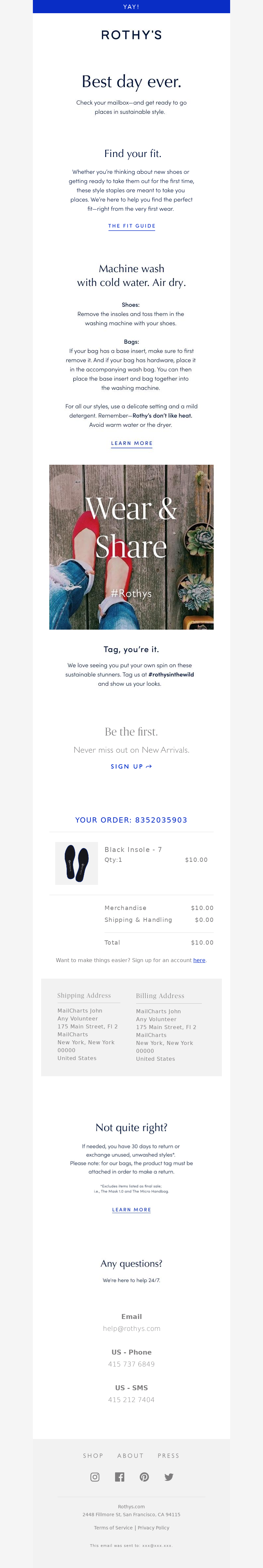 Rothy's - Check your mailbox