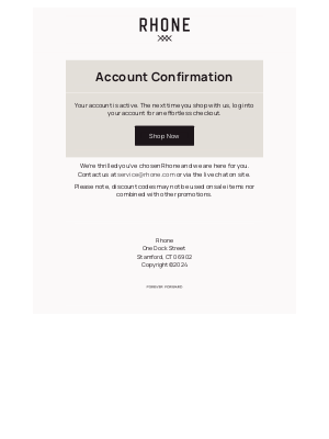 Rhone - Customer account confirmation