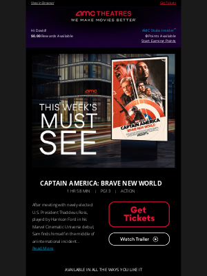AMC Theatres - David, Your Weekly Ticket Is Here