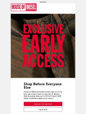 Diesel - Sale Early Access: Up to 40% Off
