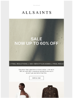 ALLSAINTS (United Kingdom) - Sale Alert: Now Up To 60% Off