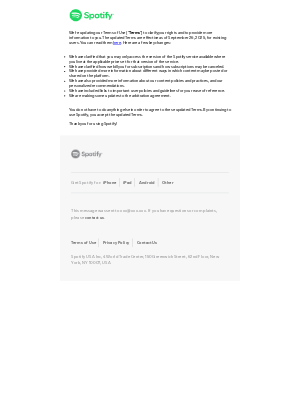 Spotify - Important Updates to Spotify’s Terms
