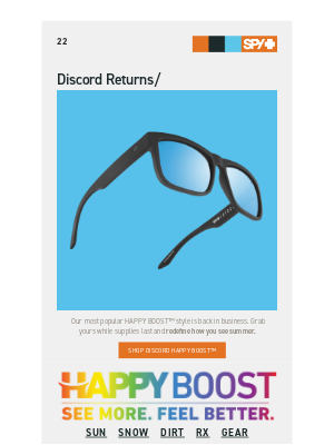 Spy Optic - Discord HAPPY BOOST™ Back In Stock 🚨