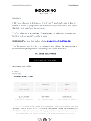 INDOCHINO - Need a Reason to Finally Book That Fitting?