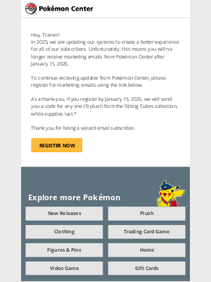 Pokémon Center - Please Update Your Pokémon Center Email Account