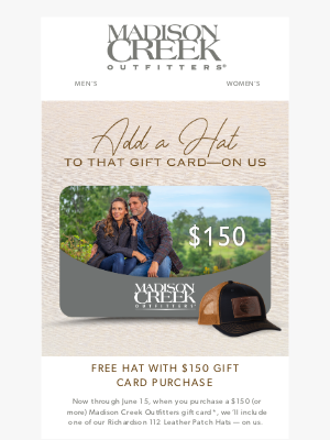 Father's Day Idea: Free Hat with Gift Card