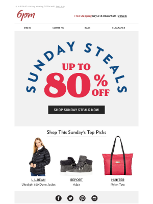 6pm - Sunday Steals are here!