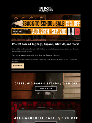 prsguitars - Back to School Sale! Save 15% On Select PRS Accessories 🚀