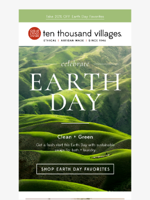 Ten Thousand Villages - Celebrate Earth Day - Save 20% Off Select Products 🌱