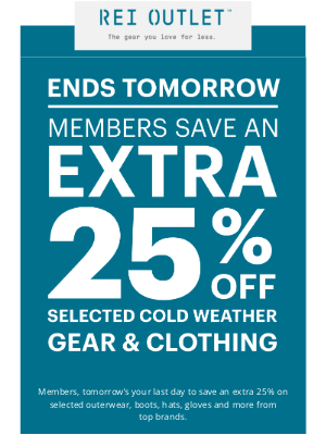 REI - Two more days—EXTRA 25% off ends tomorrow!