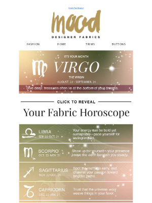 Mood Fabrics - 🪡 What’s Your Sew-diac Sign Saying This Month?
