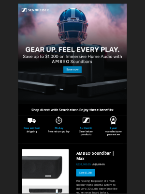 Sennheiser Electronic GMBH & Co. - 🏈 Save up to $1,000 on AMBEO Soundbars
