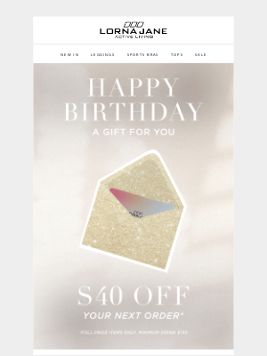 Lorna Jane (Australia) - Happy Birthday James! Here's a present from us 💗