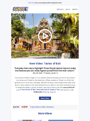 Gate 1 Travel - New Video! | Tastes of Bali