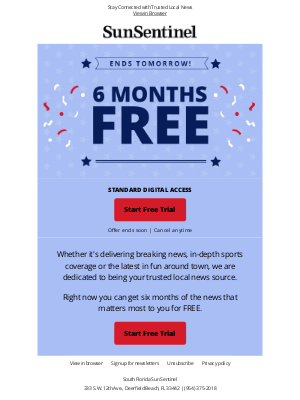 Sun-Sentinel - Enjoy 6 Months of Digital Access for Zero Cost!