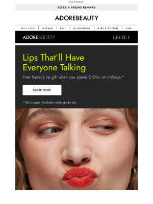 Adore Beauty (Australia) - It's Lips Week! 5-piece lip gift inside*