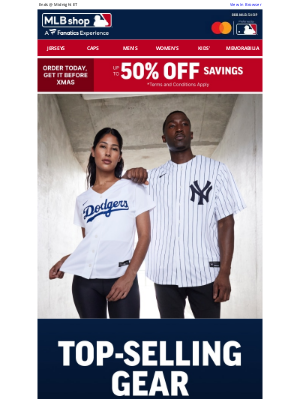 MLB - Gift w/ Up To 50% Off MLB Gear >>