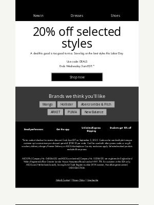 ASOS  - 20% off selected styles