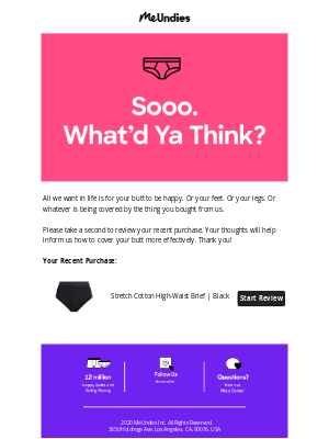 MeUndies - Please review your recent purchase