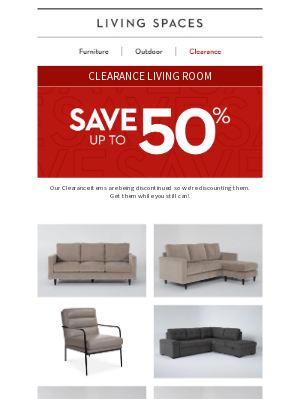 Living Spaces - LIVING ROOM CLEARANCE: The Real Deals