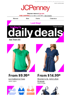 JCPenney - 🔥Last chance for Daily Deals!