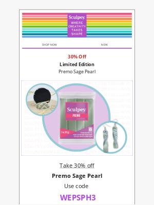 Sculpey - Limited Time! 30% off Premo Sage Pearl