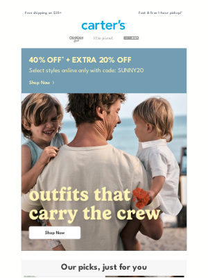 Carter's - Psst… code: SUNNY20 for a little something ~EXTRA~ ☀️