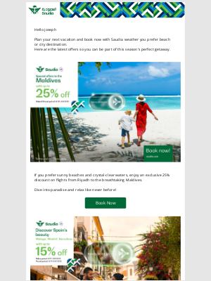 SAUDIA (Saudi Arabia) - Your Dream Trip Awaits, Maldives or Spain at a Discount! 🌴🏙️