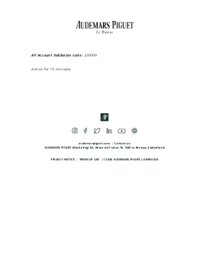 Audemars Piguet - Your AP Account | Confirm your email