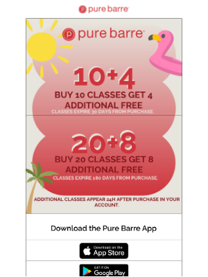 Pure Barre - Buy 10 classes, get +4 FREE or Buy 20 classes get +8 FREE!
