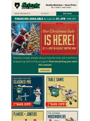 Grizzly Industrial Inc. - Get First Dibs on Holiday Savings!