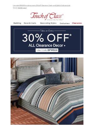Touch of Class - Enjoy an extra 30% Off Clearance