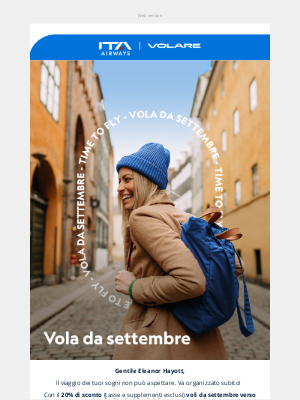 ITA Airways (Italy) - Che fai a settembre? 👉 -20%! ✈️🌍