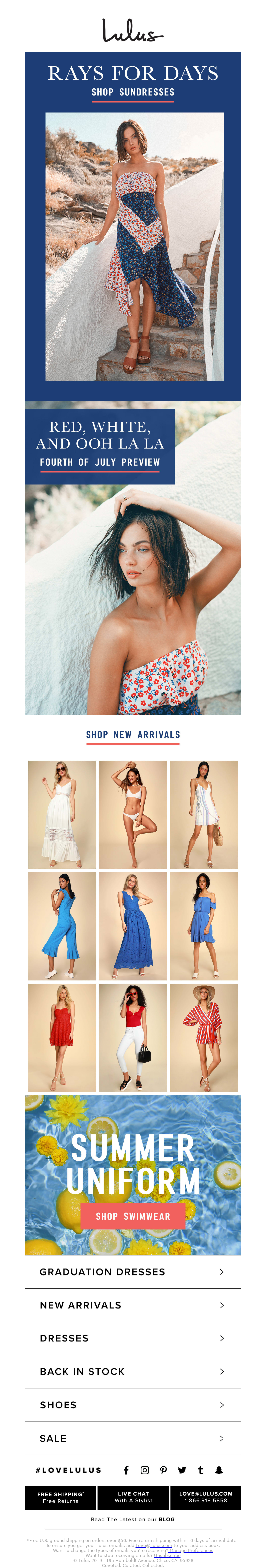 4th of July email from Lulus