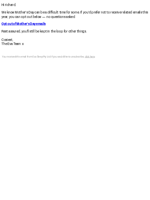 Eva (Australia) - Our upcoming Mother's Day Emails