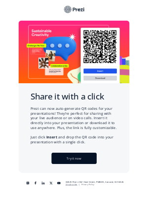 Prezi - QR codes now built in Prezi
