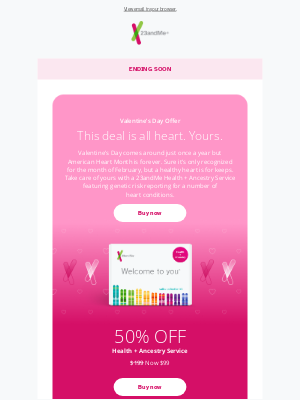 23andMe - Ending soon: 50% off Health + Ancestry Service