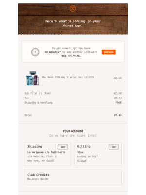best order confirmation emails - example from Dollar Shave Club