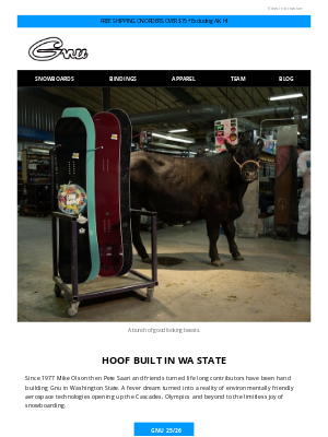 Gnu Snowboards - Hoof Built In WA State