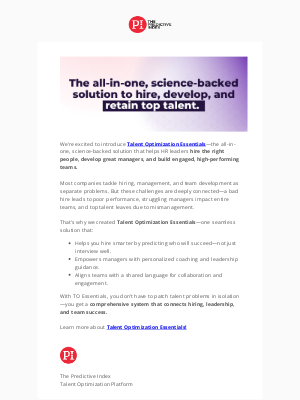 The Predictive Index - Discover Talent Optimization Essentials, a new solution from PI