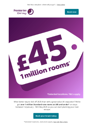 Premier Inn (United Kingdom) - W 🤩 W! 1 million rooms at £45 & under