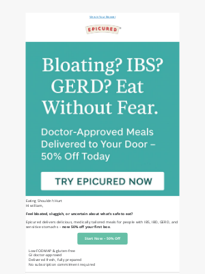 Epicured - Bloating? IBS? Eat without fear (50% off)
