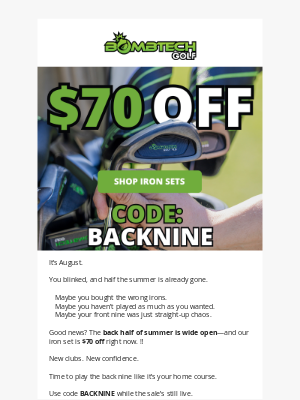 BombTech Golf - Your summer doesn’t have to end like it started.