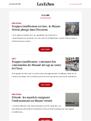 Les Echos (France) - Frappes israéliennes en Iran : le Moyen-Orient plonge dans l'inconnu